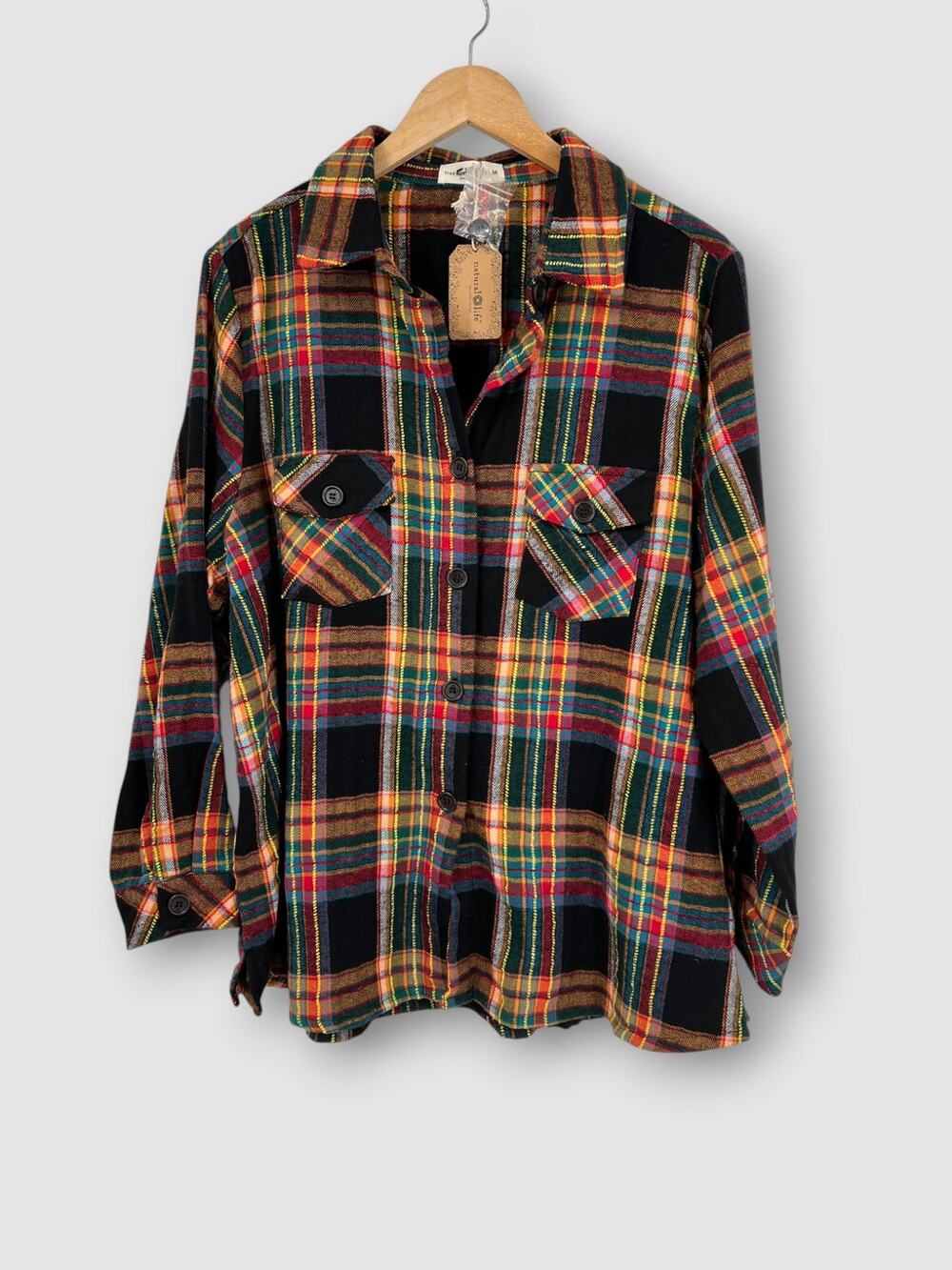 Natural Life Multicolor Plaid Flannel Shirt Cotton Size Medium NWT